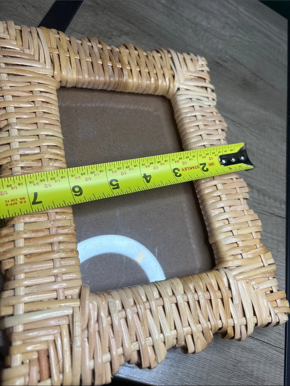 Mud Pie Woven Rattan Frame in Natural Beige and Cream